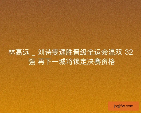 林高远 _ 刘诗雯速胜晋级全运会混双 32 强 再下一城将锁定决赛资格